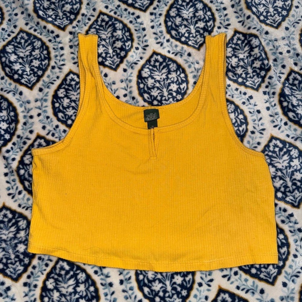 Wild Fable Bright Yellow Fitted Crop Tank Top
